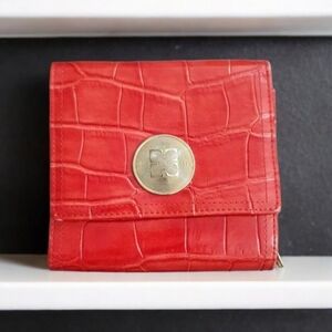 LIZ CLAIBORNE WALLET FAUX REPTILE LEATHER RED RARE